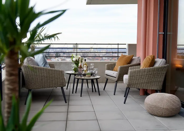 아파트 Edler Wohnraum Panoramablick 3 Sz Boxspringbetten, E-ladestation, Kaffeevollautomat, Klima, Lift, Terrasse & 2xtg *